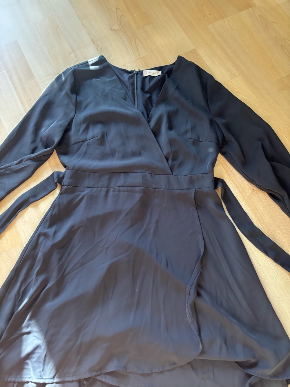 Altar'd State Black Long-Sleeve Wrap Dress Medium
